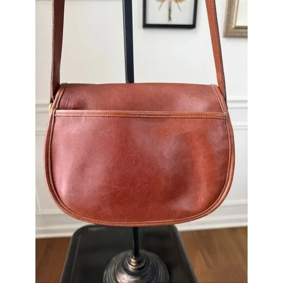 Vintage 90s Coach Prairie Bag 9954 British Tan Leather Flap Turnlock Crossbody B - Picture 4 of 14